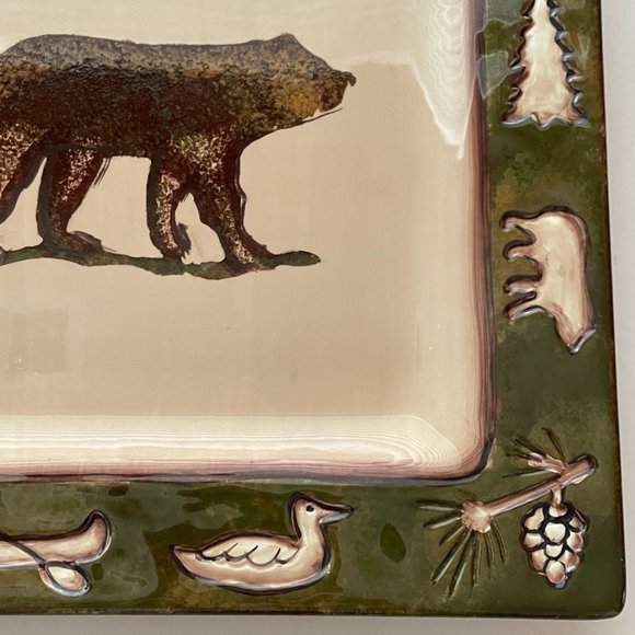 Clay Art Rustic Lodge Figural Salad Plate Bear Small Serving Plate Wood Land - Picture 7 of 11